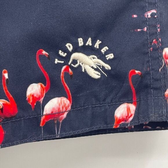 Ted Baker London Multicolor Flamingos Slim Fit Quick Dry Swim Trunks Size 6 - Picture 2 of 6